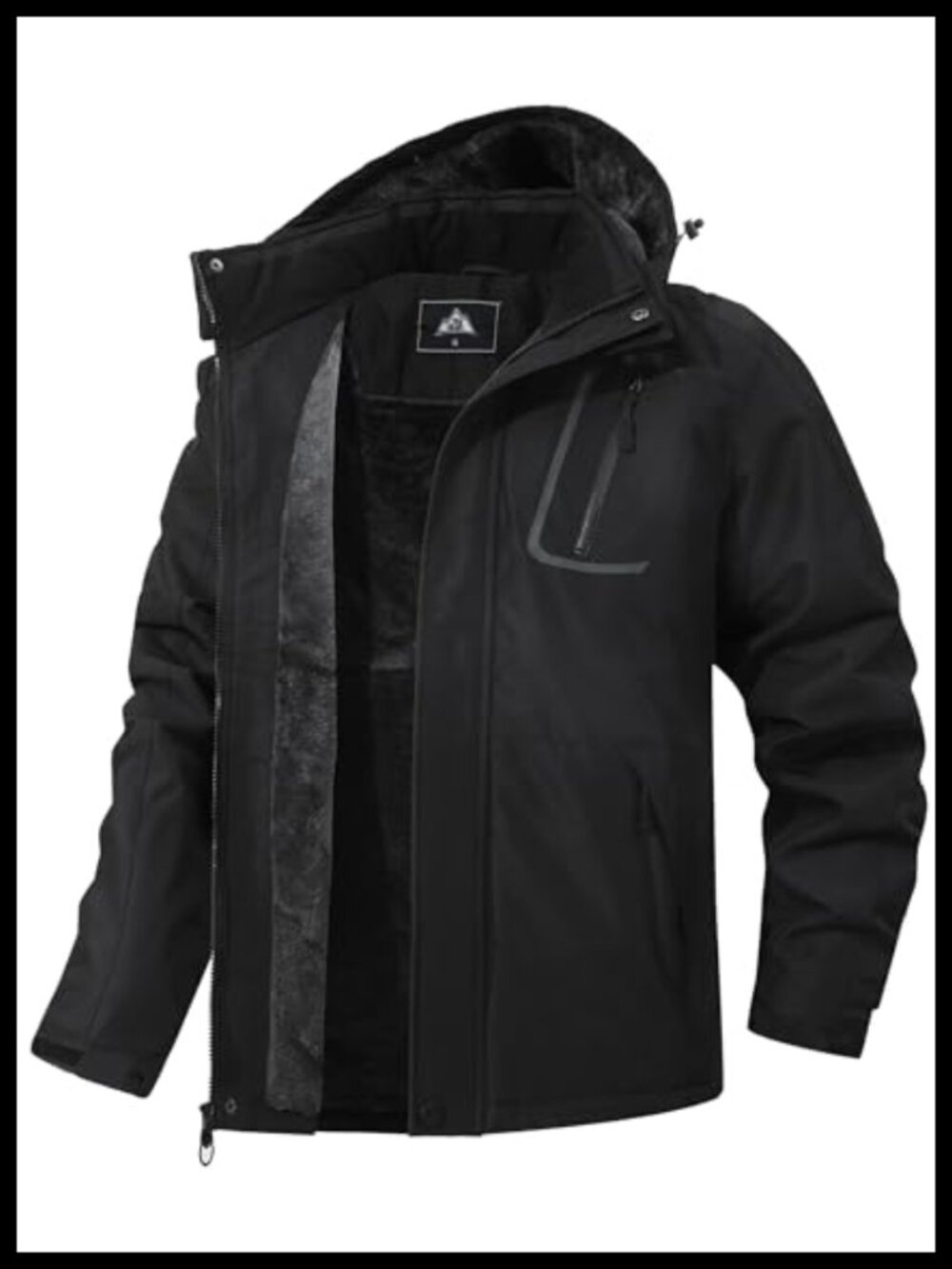 Men's Waterproof Ski Jacket Fleece Lined Winter Coat Hooded